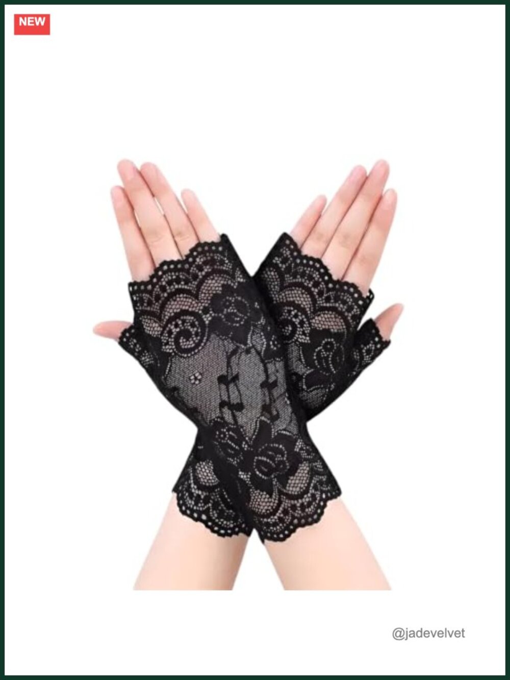 Lace Fingerless Gloves Arm Warmers Scalloped Trim One Size
